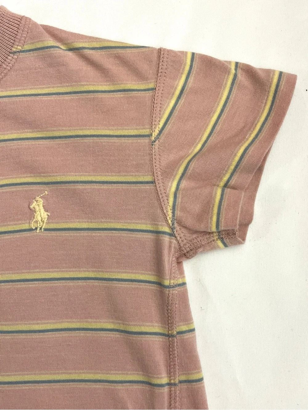 Ralph Lauren 90s Henley Striped Cream Vintage Polo Shirt 12-18M